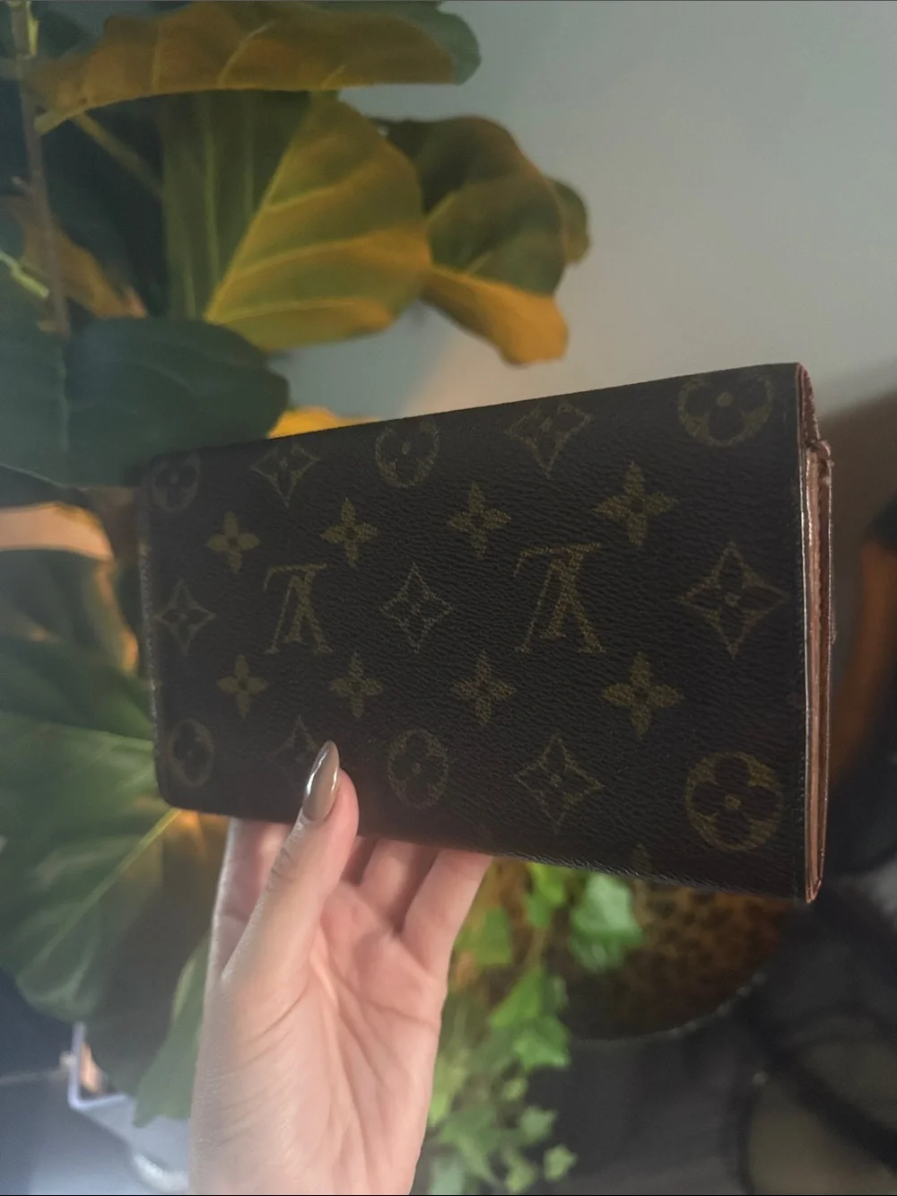 Louis Vuitton Monogram Canvas Flap Wallet - Dark Brown with Gold Hardware